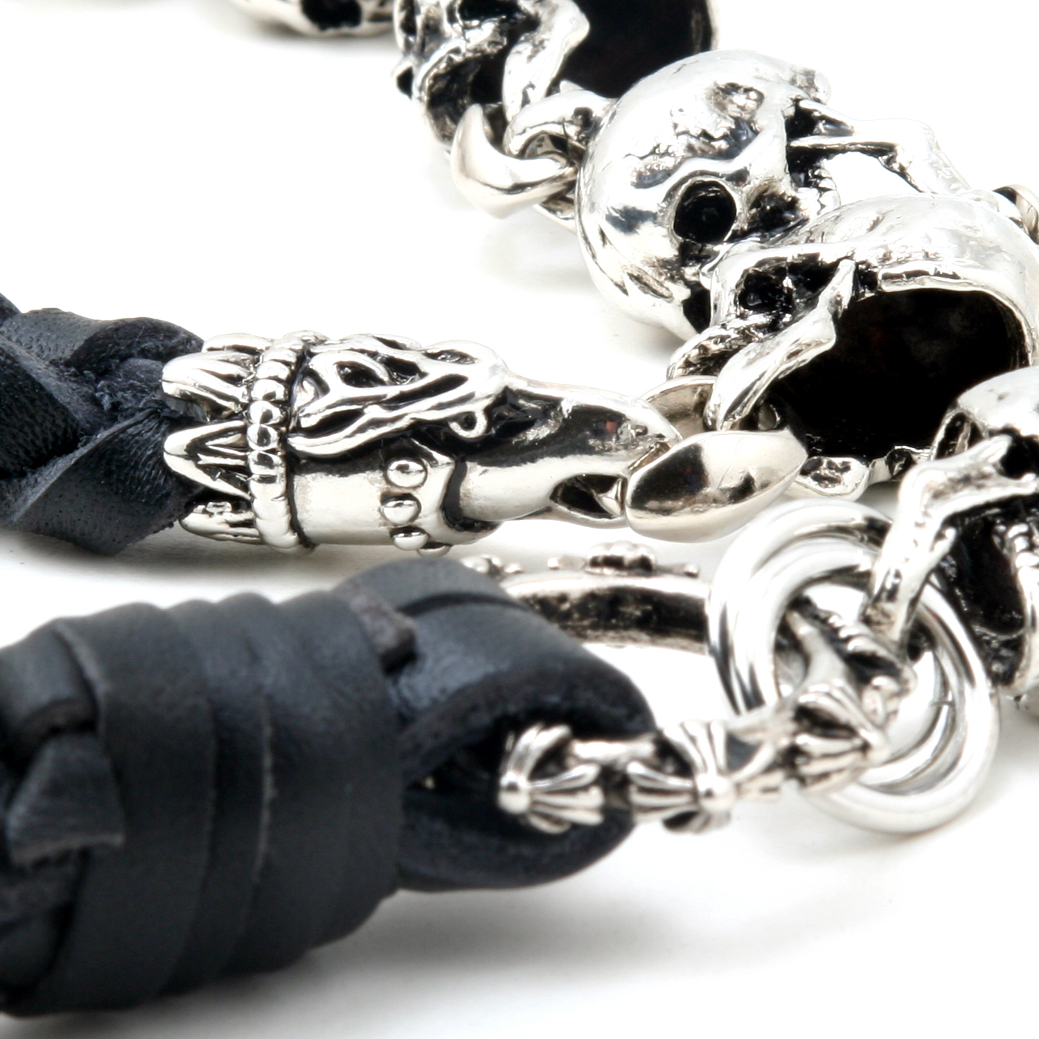 DK Skull Leather Biker Trucker Key Jean Wallet Chain (25″/4.8oz) Black SCS19