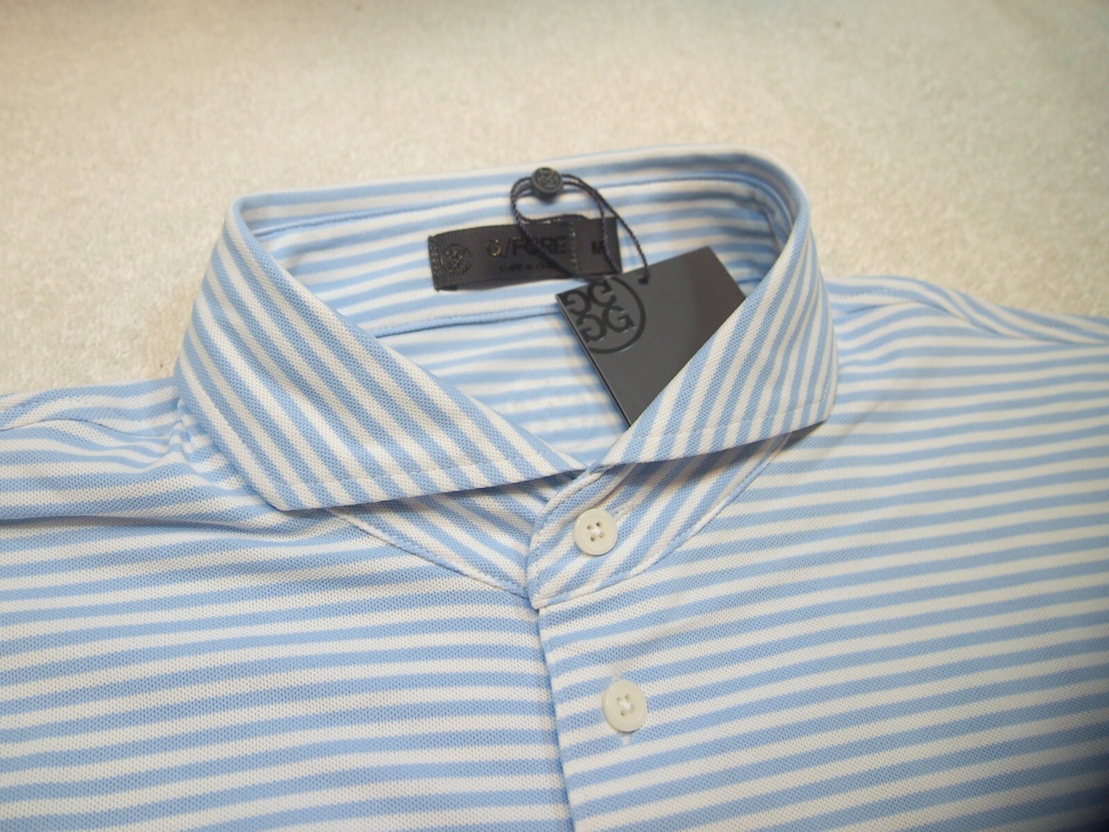 G/FORE Performance Fabric Feeder Stripe Pique Slim Fit Golf Shirt NWT M $120