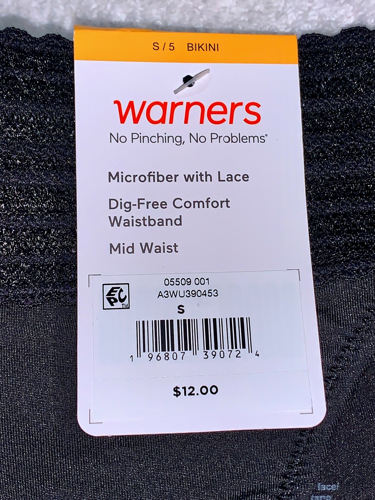 WARNERS No Pinching No Problems Lace Black Bikini Panty Womens S M L XL 2XL 3XL