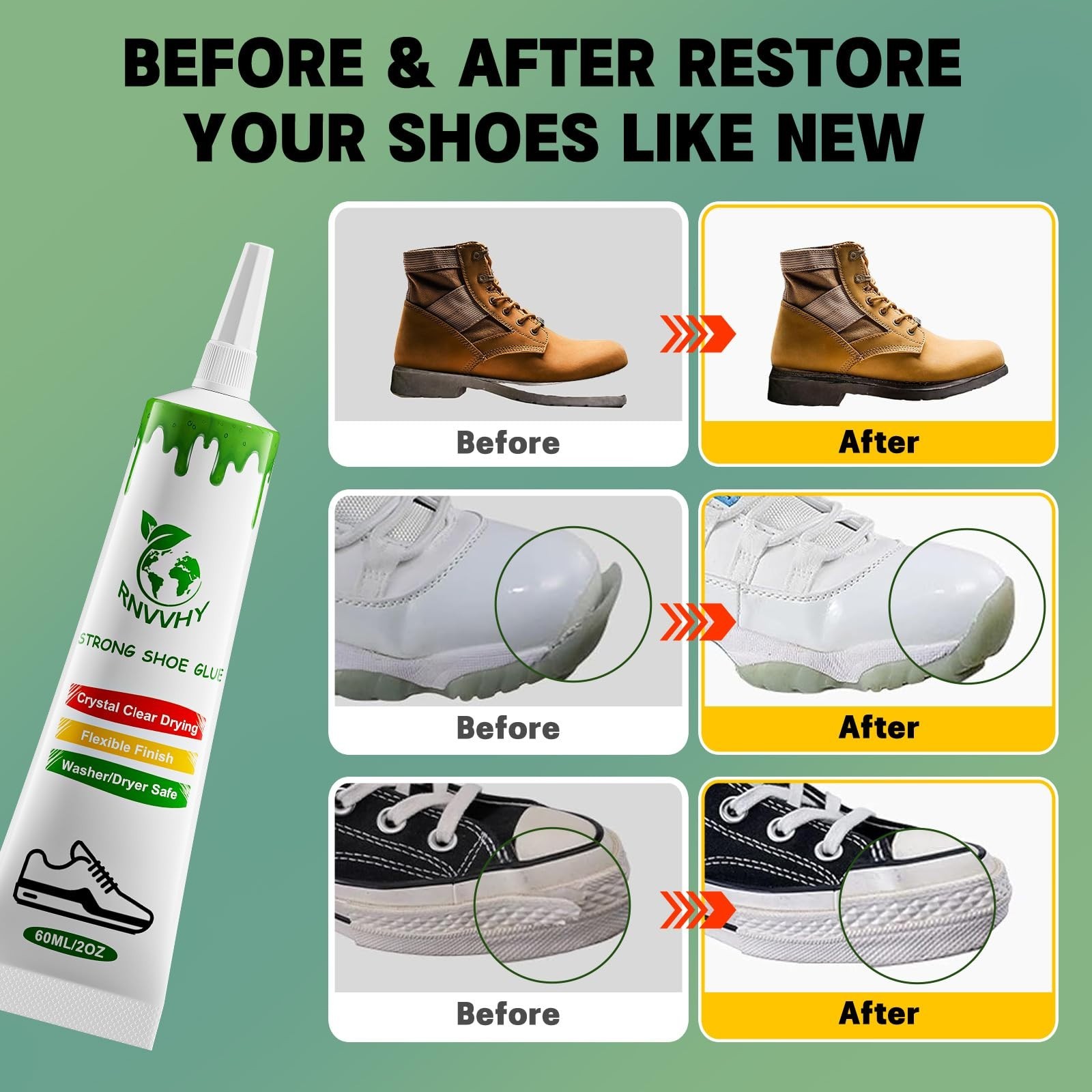 Heavy Duty Shoe Glue for Sole Repair – Waterproof Clear Flexible Adhesive for Sn