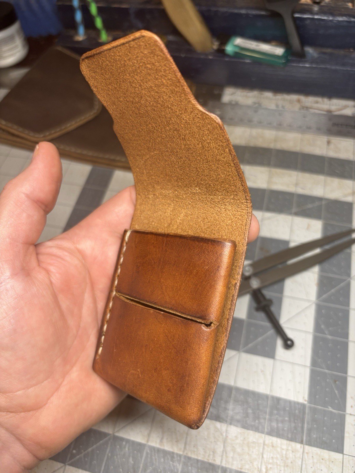 Handmade Leather Vertical Pocket Flap Wallet – Slim & Durable Minimalist