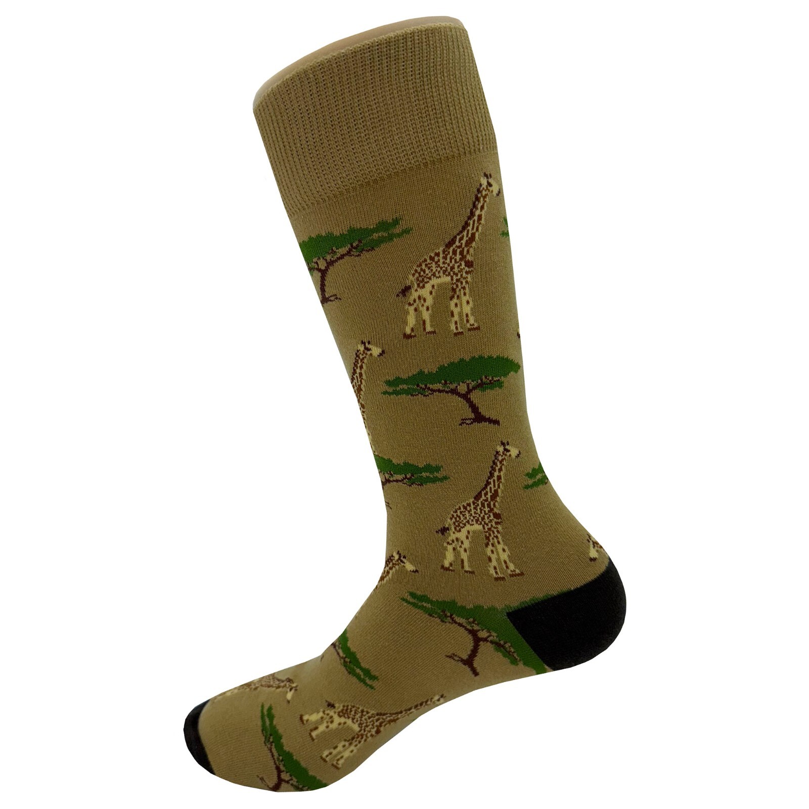 NWT Giraffe Savanna Dress Socks Novelty Men 8-12 Tan Crazy Fun Sockfly