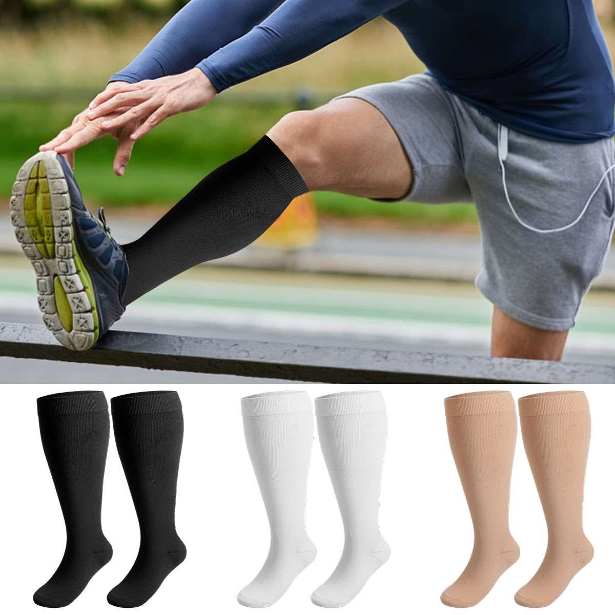 S-4XL Compression Socks 20-30 mmHg Medical Knee High For Women & Men Circulation