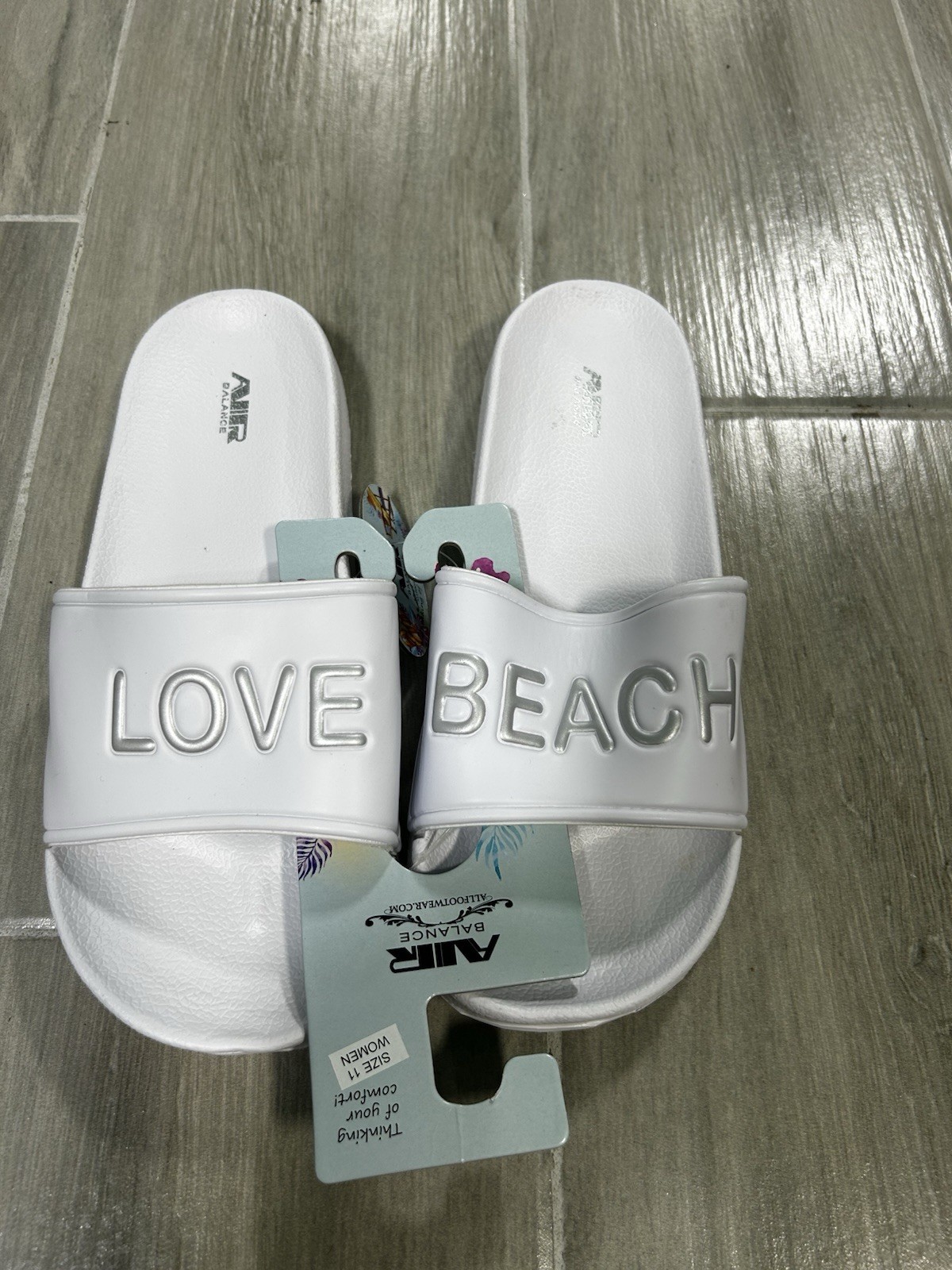 Air Balance Women’s White Slide Sandals US 7 -11Synthetic Upper Logo