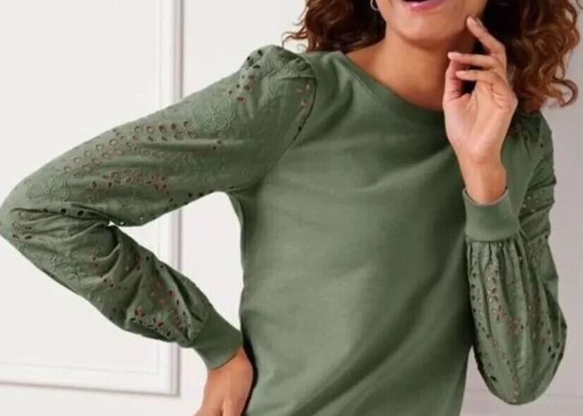 NWT $100 TALBOTS ORANGE EYELET SLEEVE SWEATSHIRT SIZE 1X