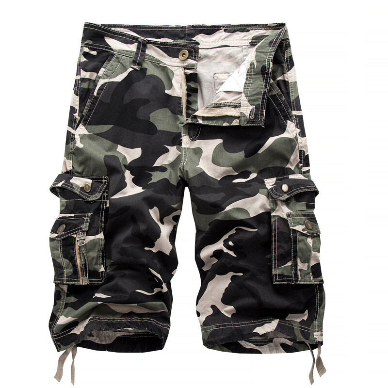 New Mens Cotton Cargo Shorts Flat Front Pockets Washed Lounge Size 29-42
