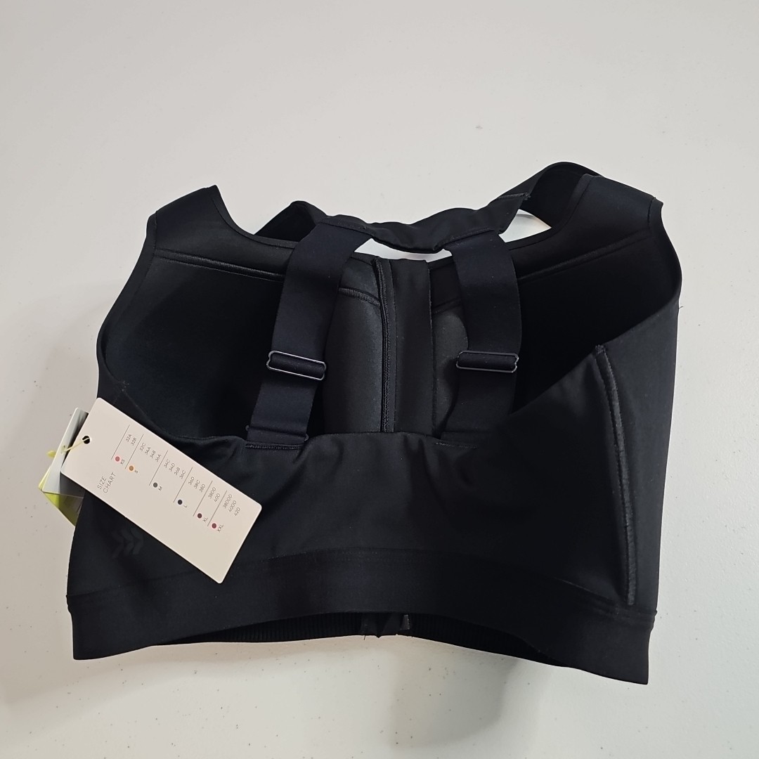 NEW NWT All In Motion Sports Bra 38DD Black Front Zip High Support Adjustable