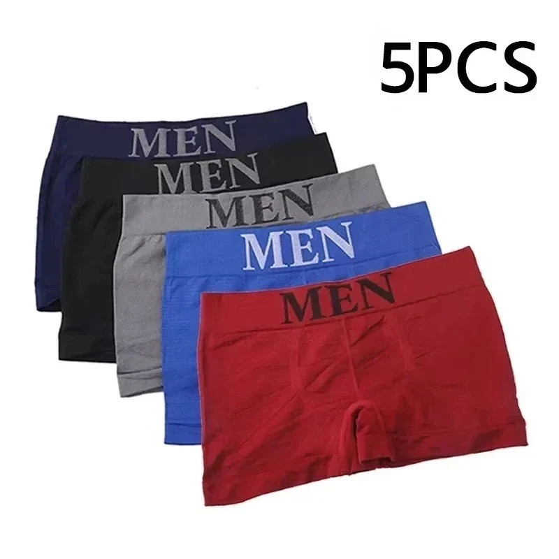 Mens Underwear Boxer Briefs 5 Pcs Breathable Soft Stretch High Elastic