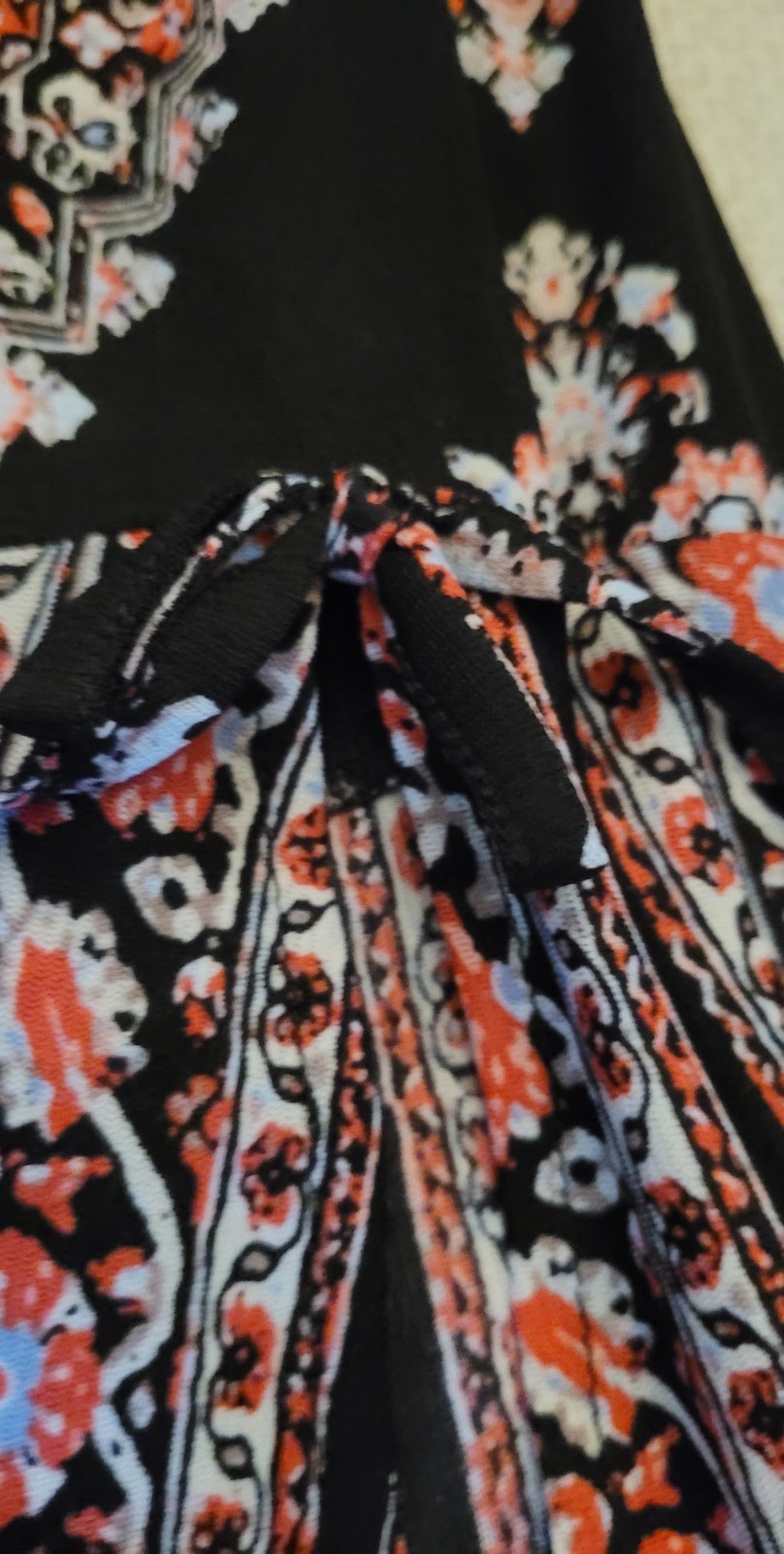 Women’s Style & Co Black Multicolored Lace Trim Stretch Top Blouse Size XL