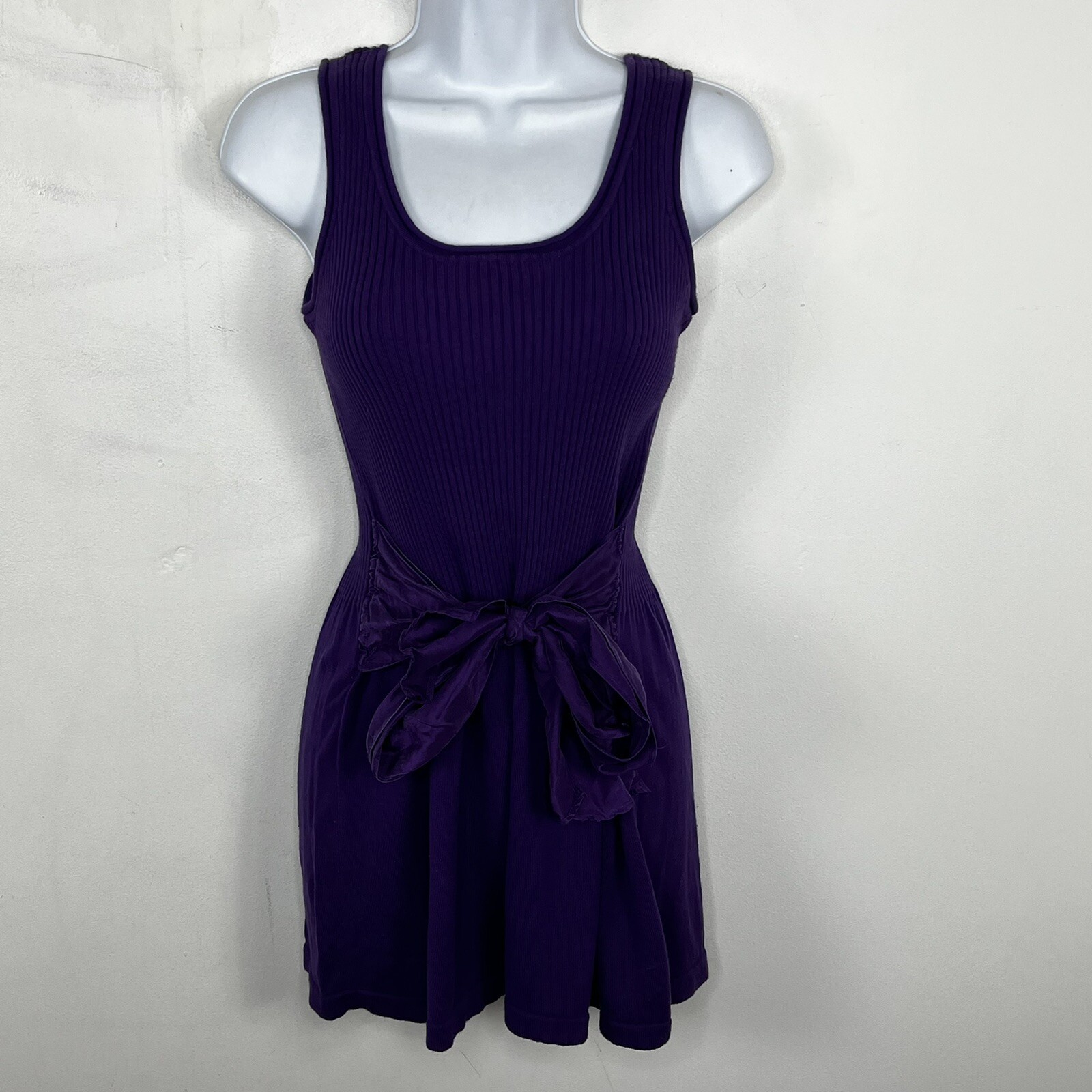 Kenar Tank Dress Sz M Purple Sleeveless Ribbed Minimalist Modern Chic Clean Girl