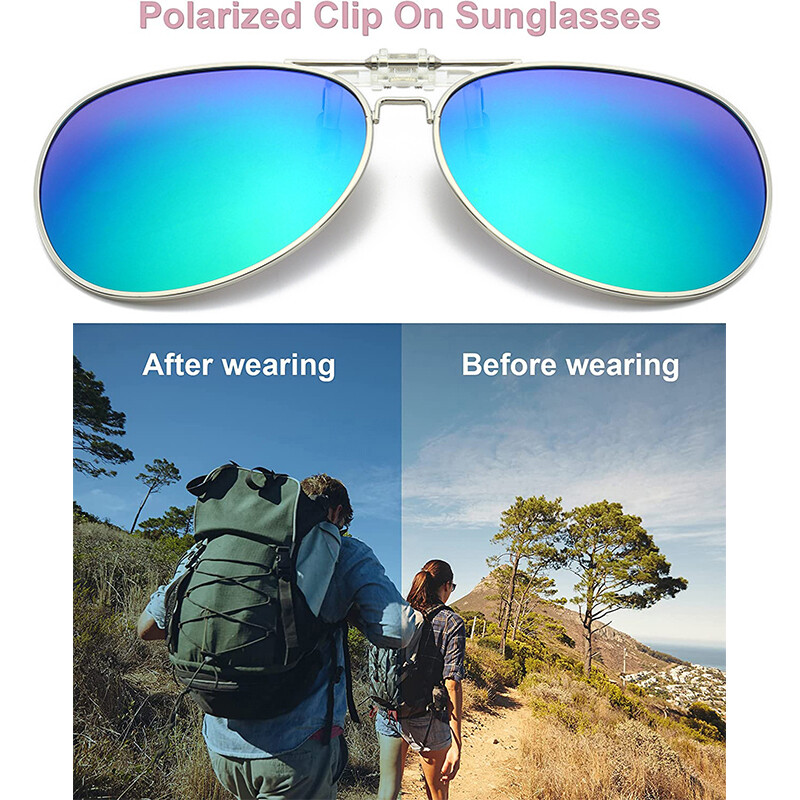 Polarized Clip On Sunglasses Anti-Glare Flip Up Lens for Prescription Glasses