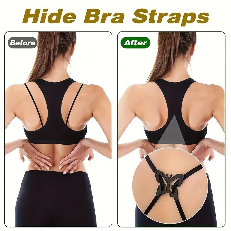 12Pcs Bra Strap Anti Slip Buckle Invisible Adjustable Butterfly Heart Clip