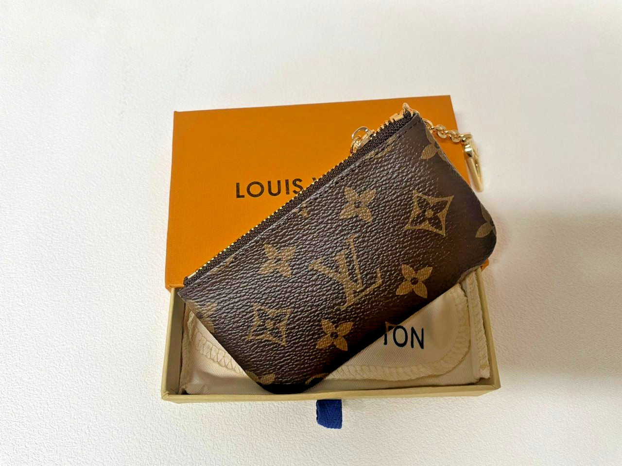 Authentic Louis Vuitton Monogram Key Pouch Pochette Cles Coin Purse