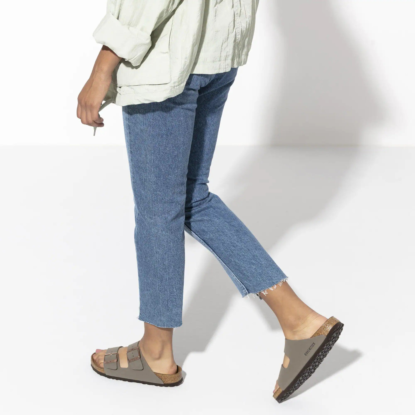 Birkenstock Arizona Birko-Flor Stone Mocha Leather Unisex Sandals New Sizes 6–12