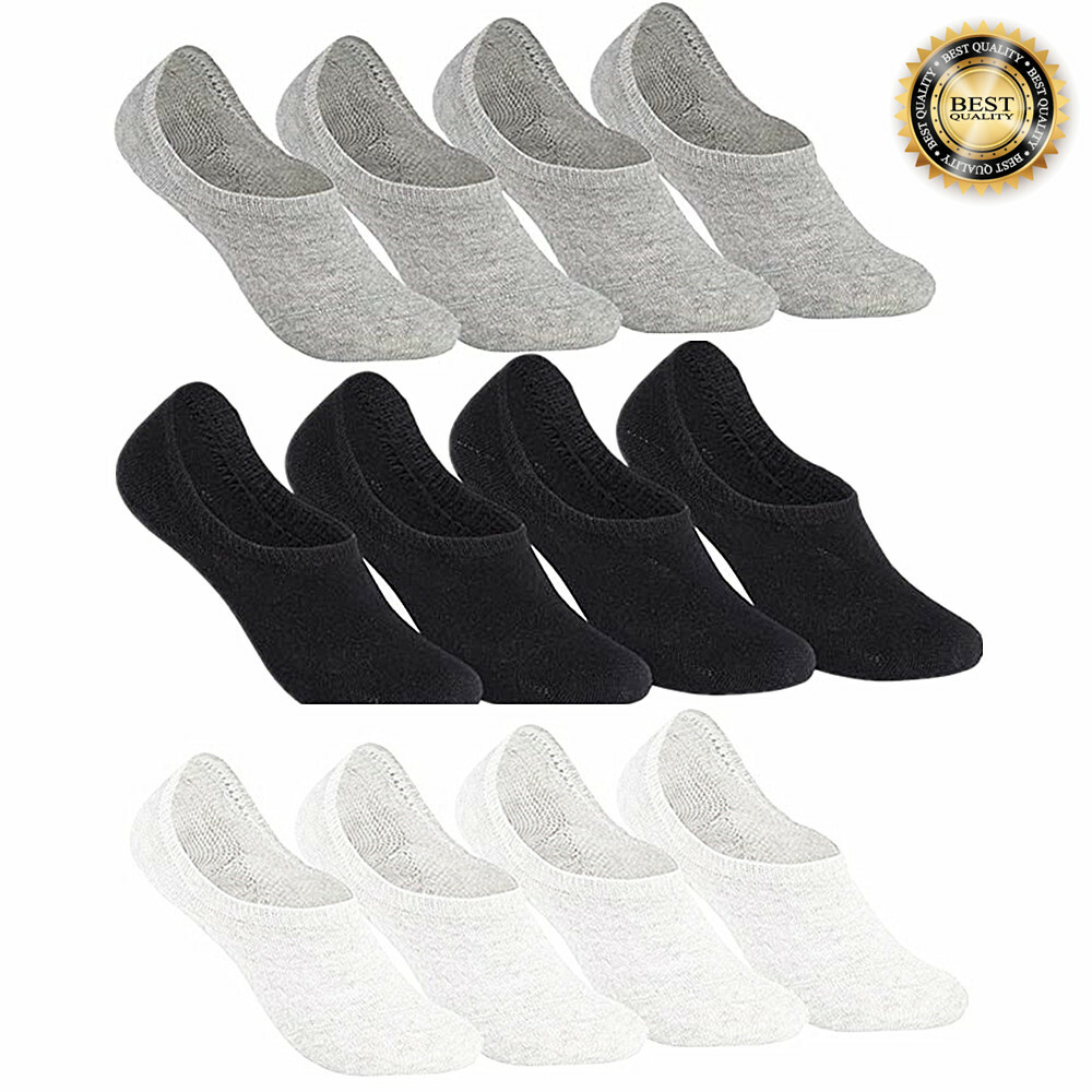 3-12 Pairs Men’s Invisible No Show Nonslip Low Cut Solid Boat Socks Size 9-13