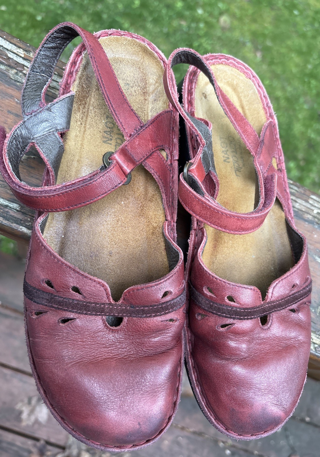 Naot Shoes 39 US 8 Gardenia Sandals Slingback Mary Jane Israel Red Burgundy