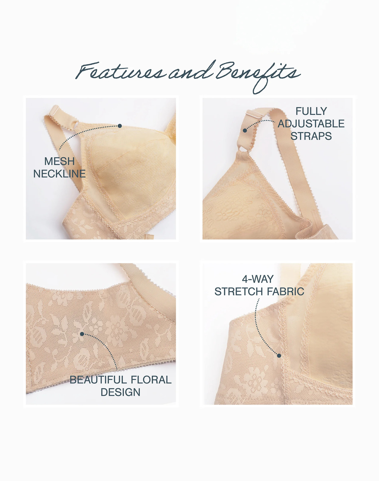Playtex 18 Hour Sensational Support Wire free Bra Cups Womens Comfort Cushion