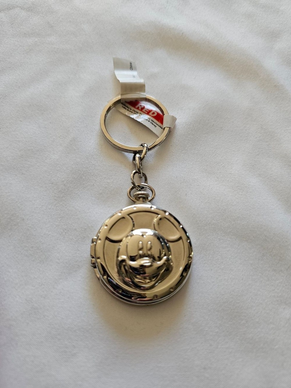Mickey Mouse Silver Pocket Watch Keychain