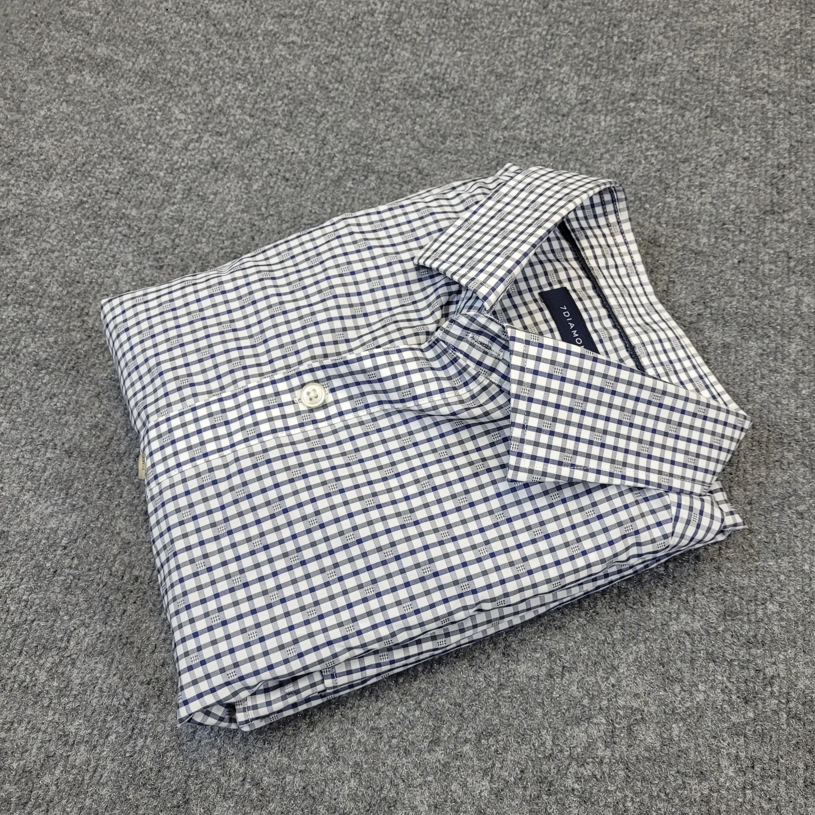 7D 7Diamonds Shirt Mens Large Button Up Geometric Grid Cotton Spread Collar