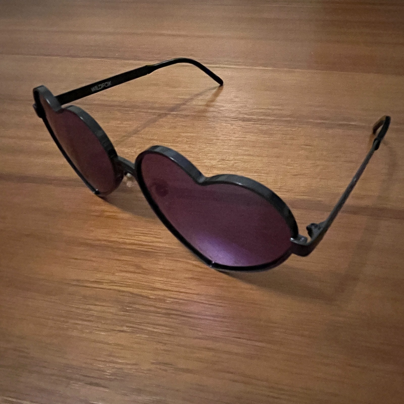 NEW Wildfox Lolita Heart Shaped Sunglasses Black Frames Blue Mirrored Lenses