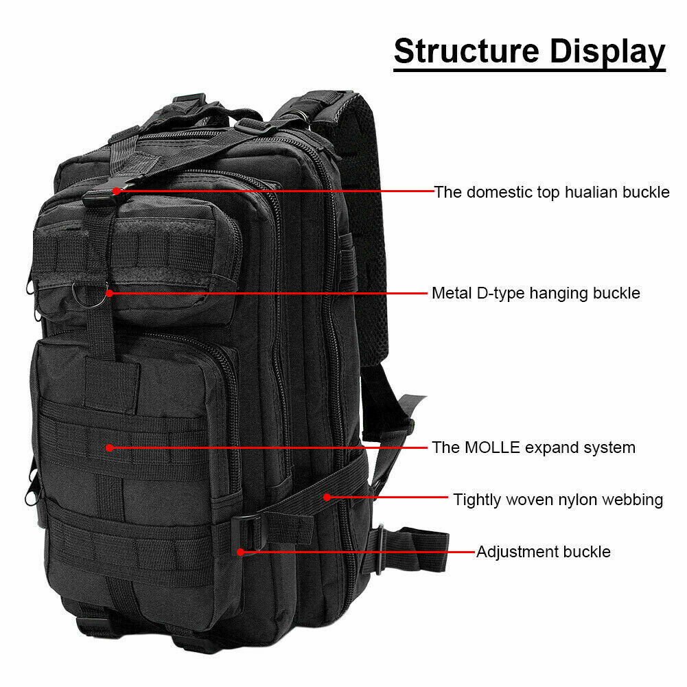 30L Large Military Tactical Backpack for Men Women Army 3 Days Assault Pack Bag