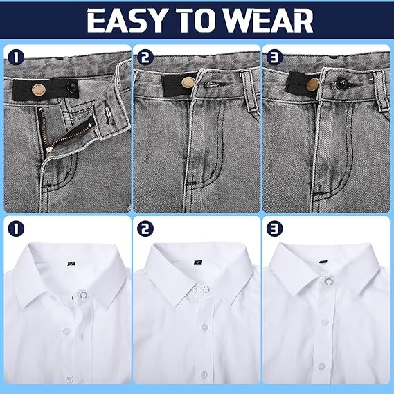 20x Extender Button Set Includes Elastic Waist Button and Comfy Collar Extender
