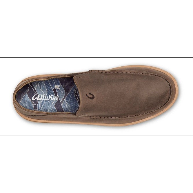 OluKai Kalia Slip On Mens 11 Dark Wood Shoes 10453-6363 Boat Nubuck Leather