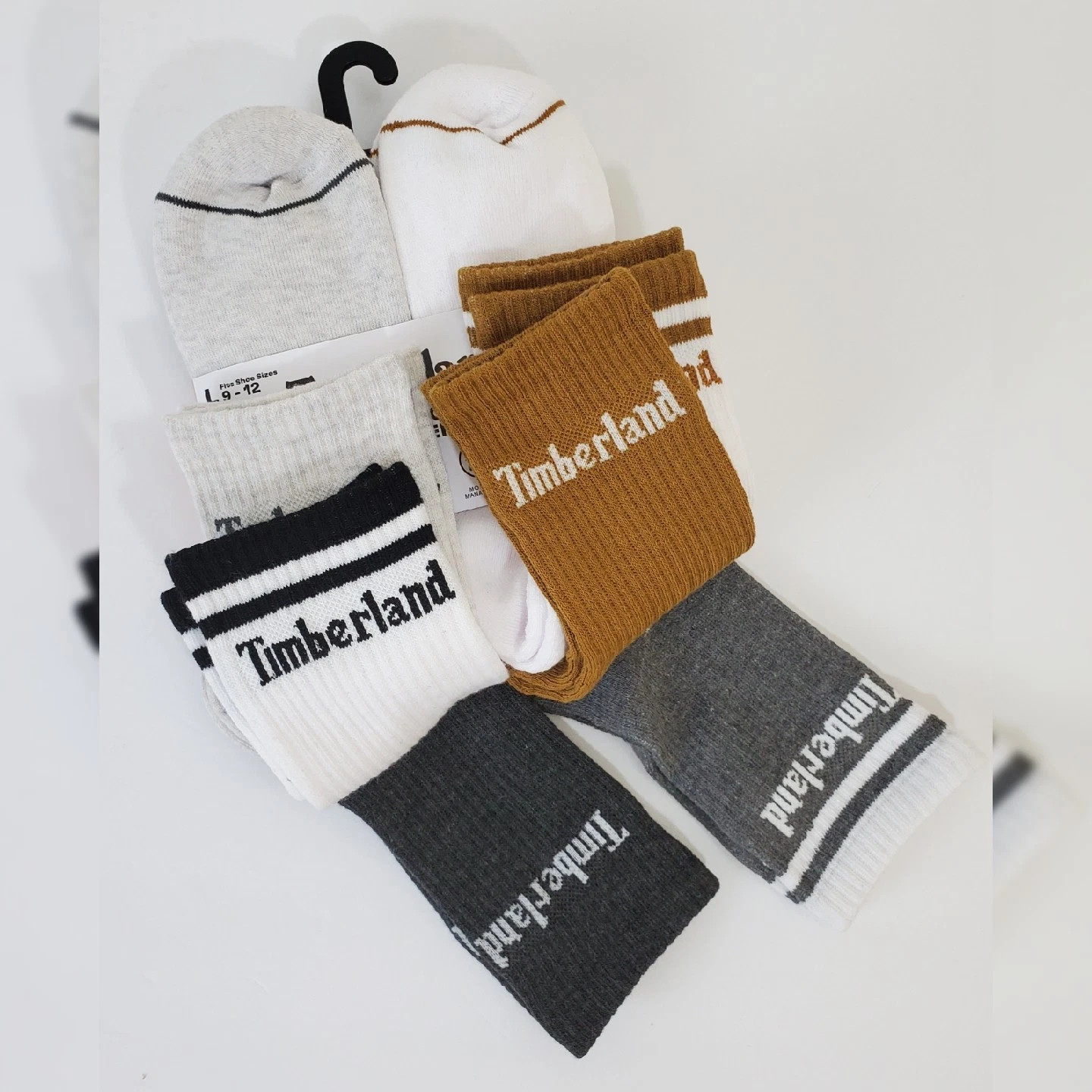 TIMBERLAND PERFORMANCE CUSHIONED HIGH QUARTER SOCKS MEN 6 PAIRS SIZE 9-12 MULTIC