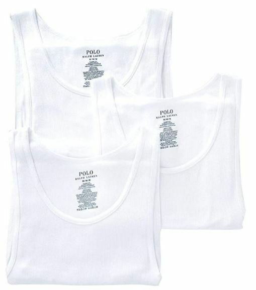 3 GENUINE POLO RALPH LAUREN COTTON WHITE TANKS T-SHIRTS UNDERSHIRTS S M L XL XXL