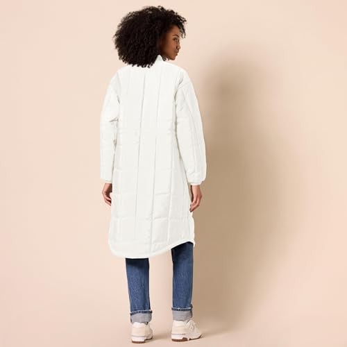 Amazon Essentials Women’s Oversized Quilted Coat, Eggshell White, Size S