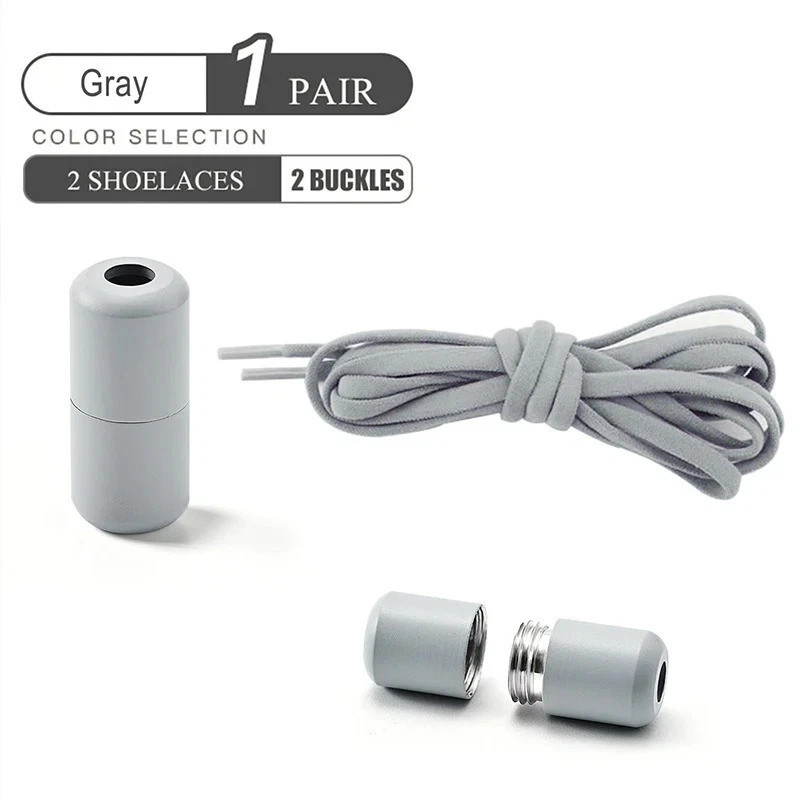 No Tie Elastic Shoelaces Semicircle Sneakers Quick Lazy Metal Lock Laces – 100cm