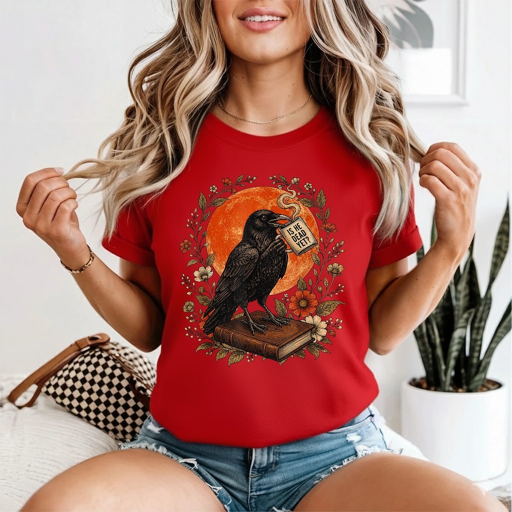 is He Vintage Dead Yet Dark Crow Raven Bird Humor Gothic T-Shirt