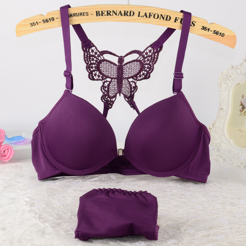 Sexy Racer Back Front Closure Bra Set Plunge Lingerie Size 32-38AB Bra + Panties