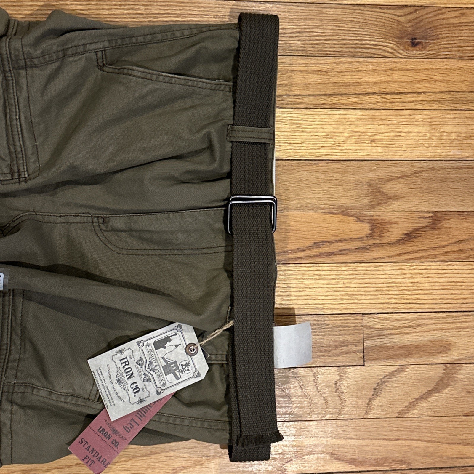 Iron Co Men’s Cargo Pants W/Belt Straight Leg Standard Fit 36×30 Olive Green NWT