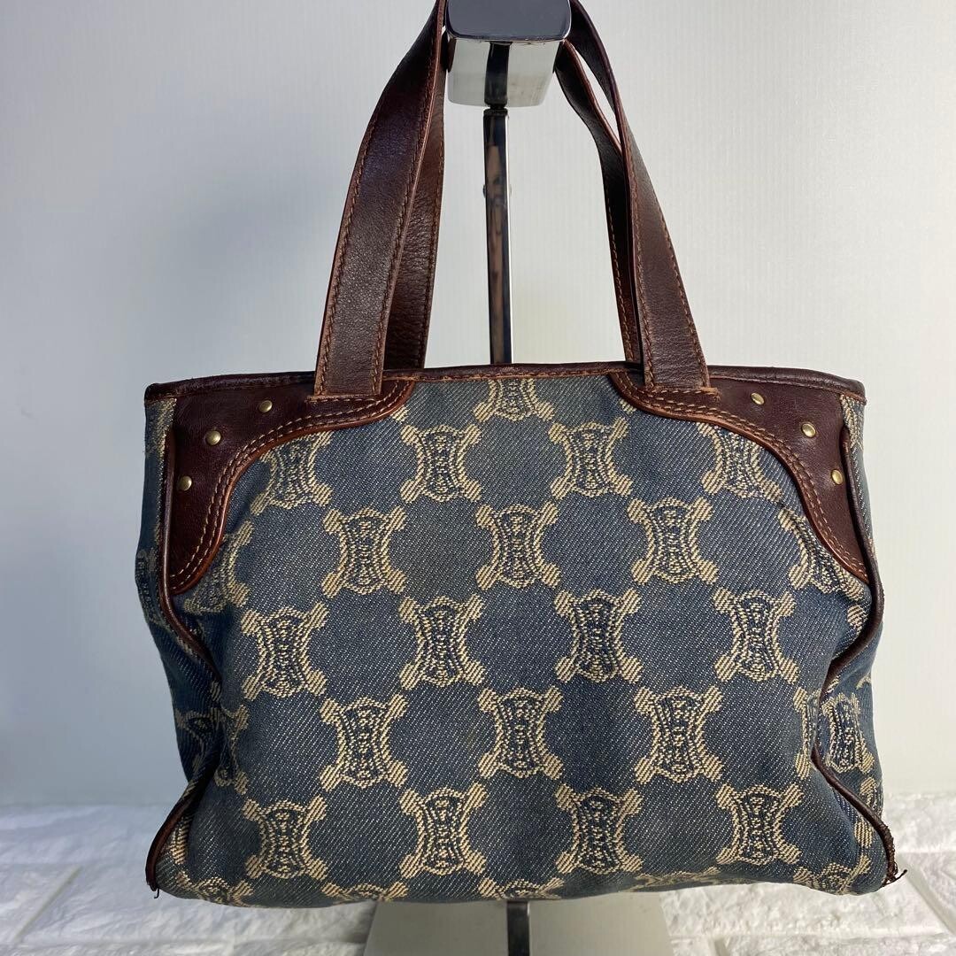 CELINE Mini handbag Paris Macadam Denim Triomphe Vintage Auth From Japan