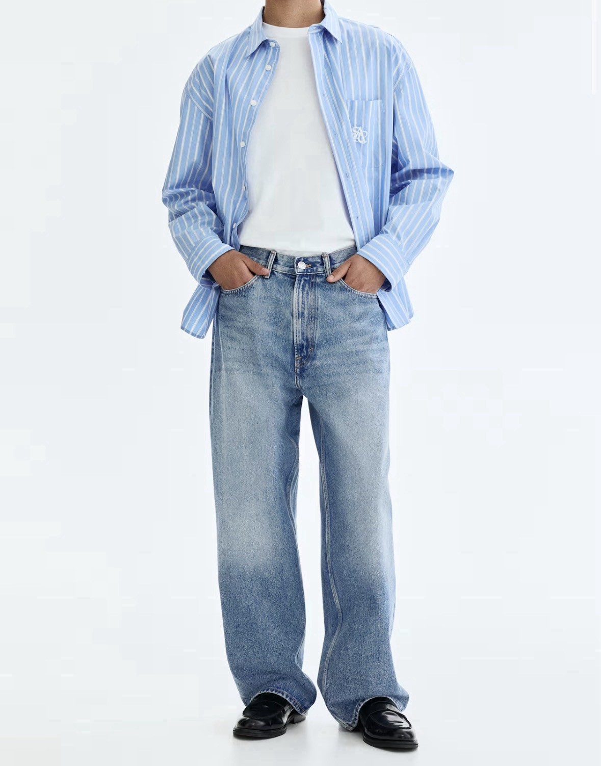 H&M Men’s Fairfax Baggy Jeans Denim Blue 29/32