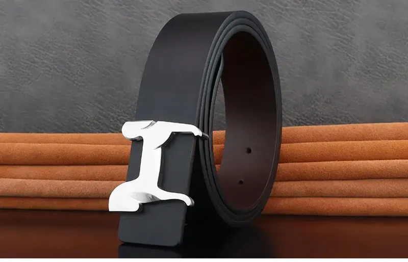 Grade Stainless steel horse 3.8cm wide slide buckle men belts High genuine.