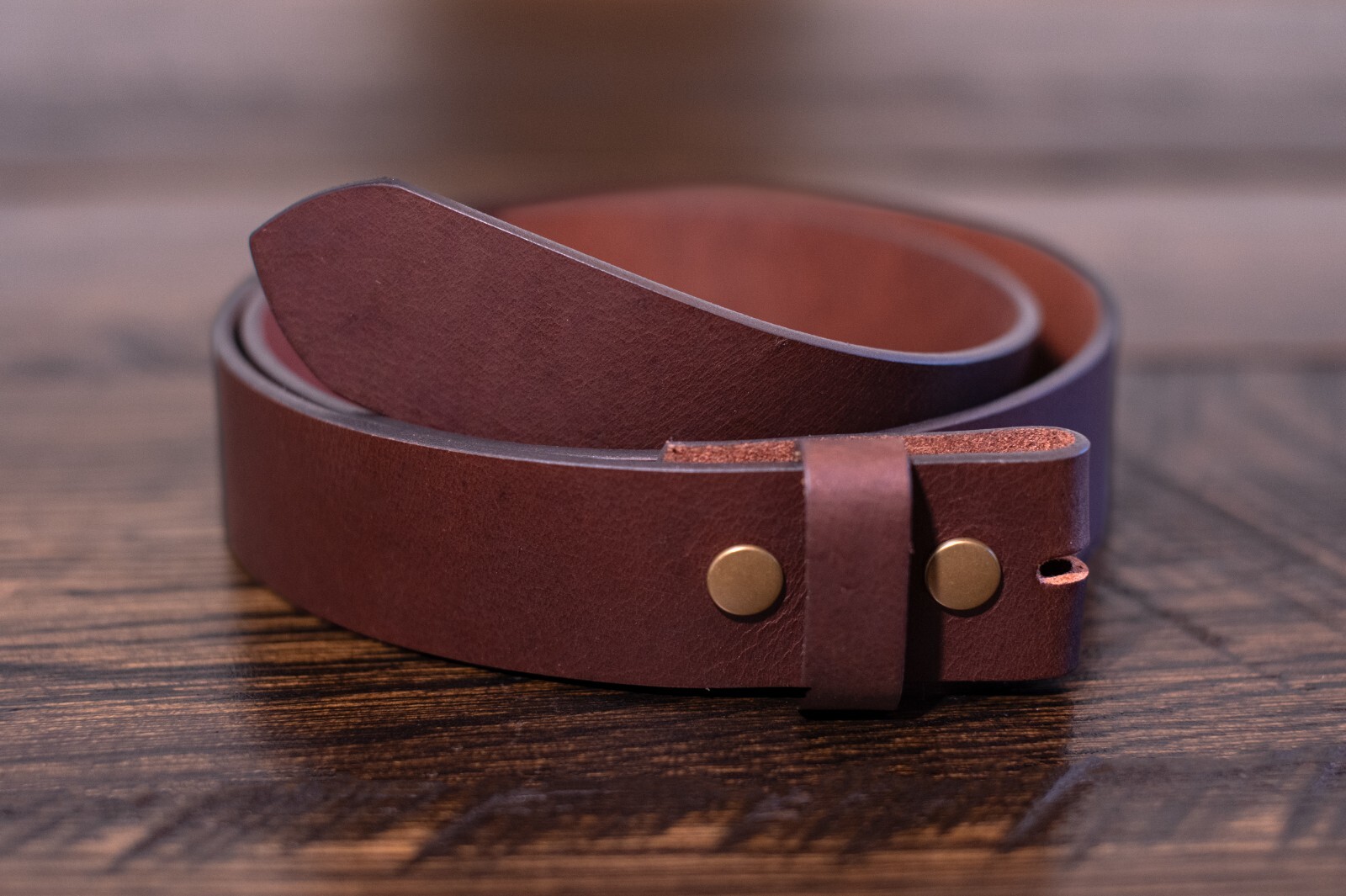 Full Grain Solid Cowhide Leather Belt w/Brass Center Bar Buckle – Brown