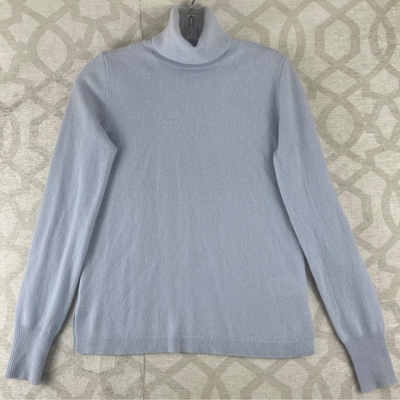 J.Crew Womens XXS 100% Cashmere Turtleneck Sweater Light Blue Periwinkle Ribbed