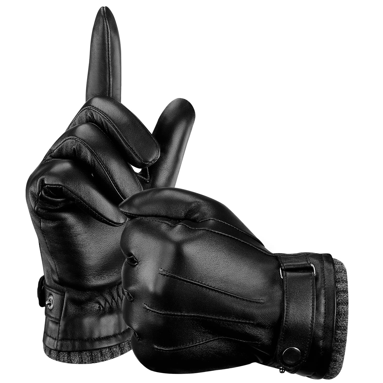 Aegend Sheepskin Leather Gloves for Men, Soft Warm Cashmere Lining Full Hand …