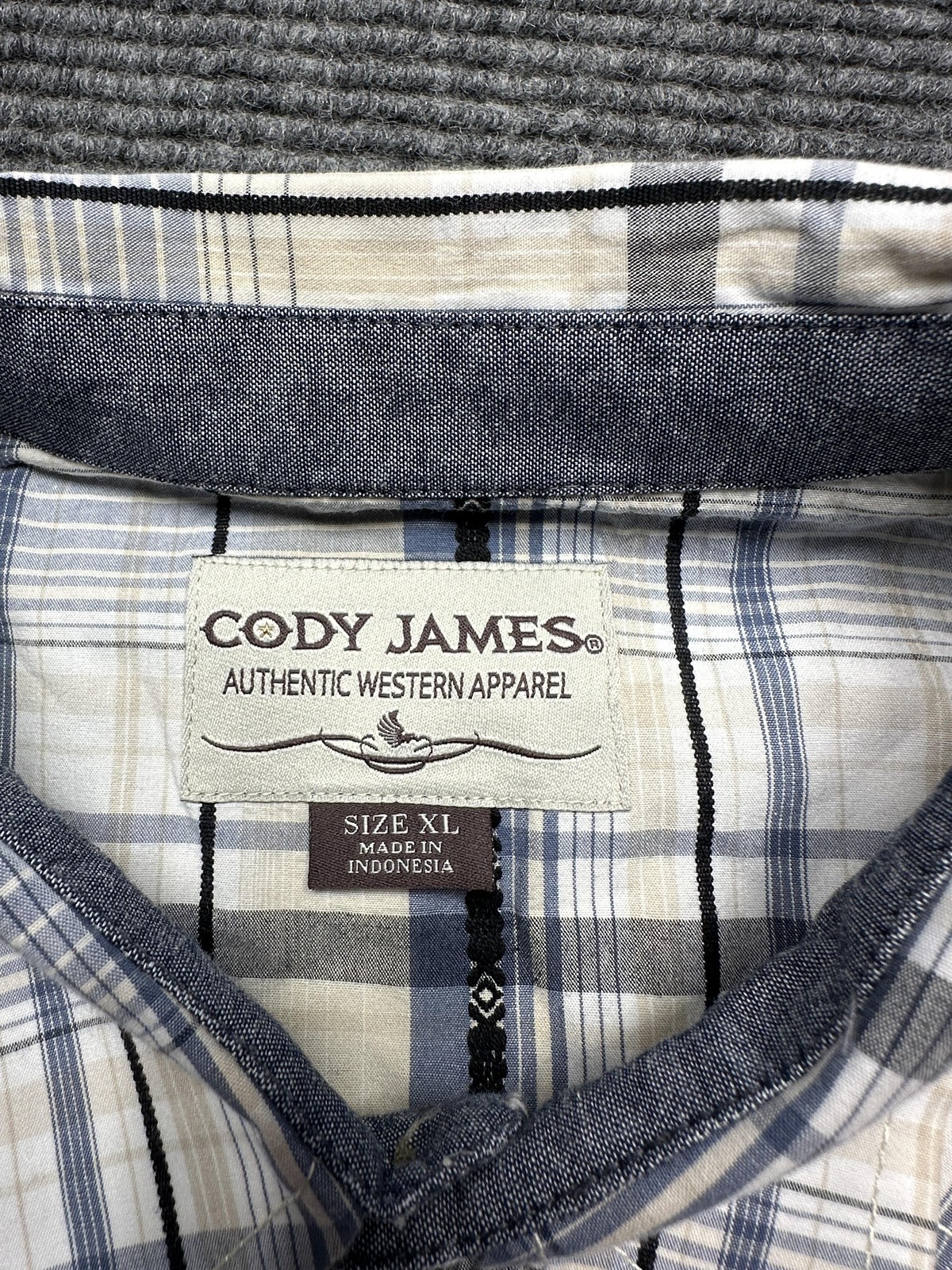Cody James Shirt Mens XL Beige White Plaid Western Pearl Snap Long Sleeve Cowboy