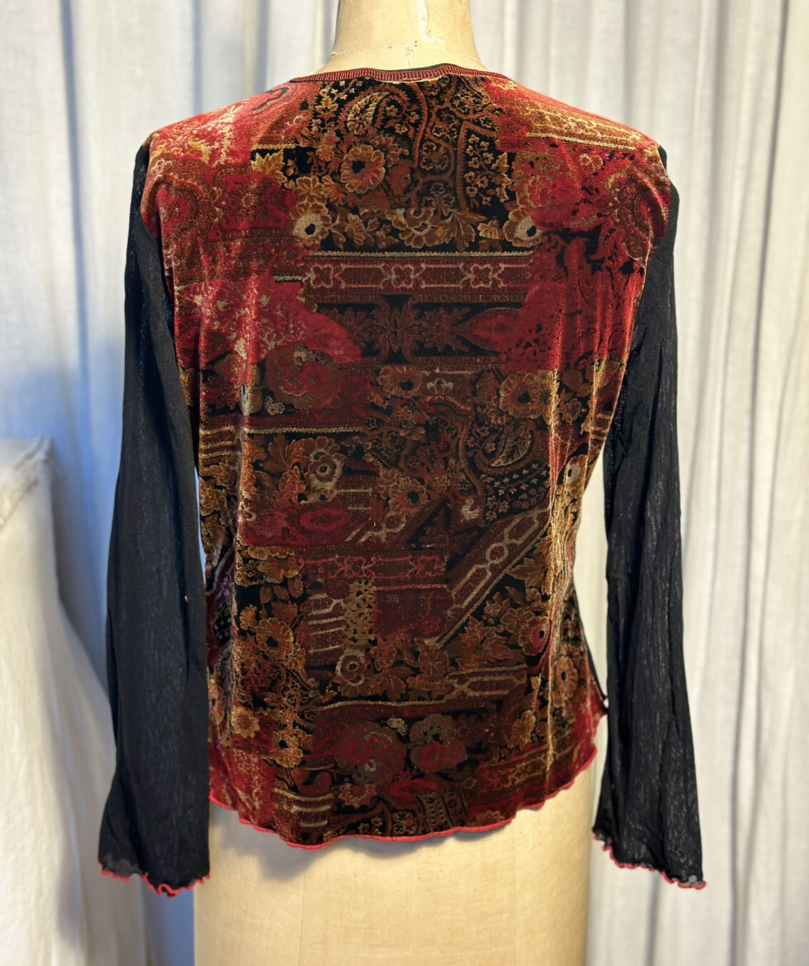 Worthington Womens Mesh and Velvet Stretch Top pSz L pre-owned