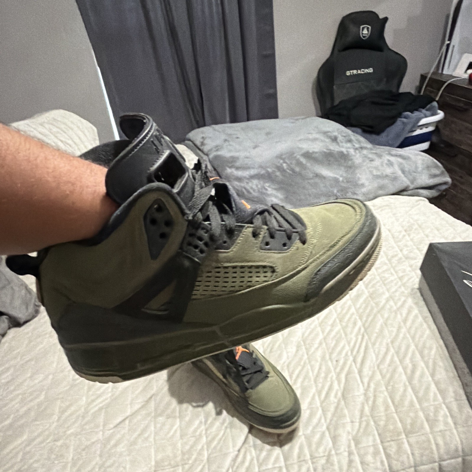 Jordan Air Jordan Spizike Green/Black Orange Mid Top Leather Lace-Up Men