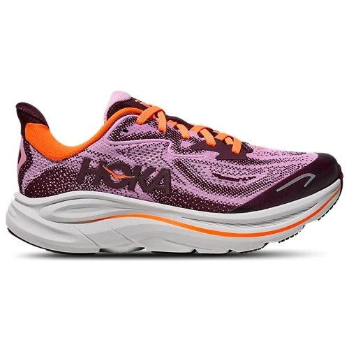 HOKA Clifton 10 Purple Orange 1168860-FLWR GS Size 4Y-7Y Kids Women New