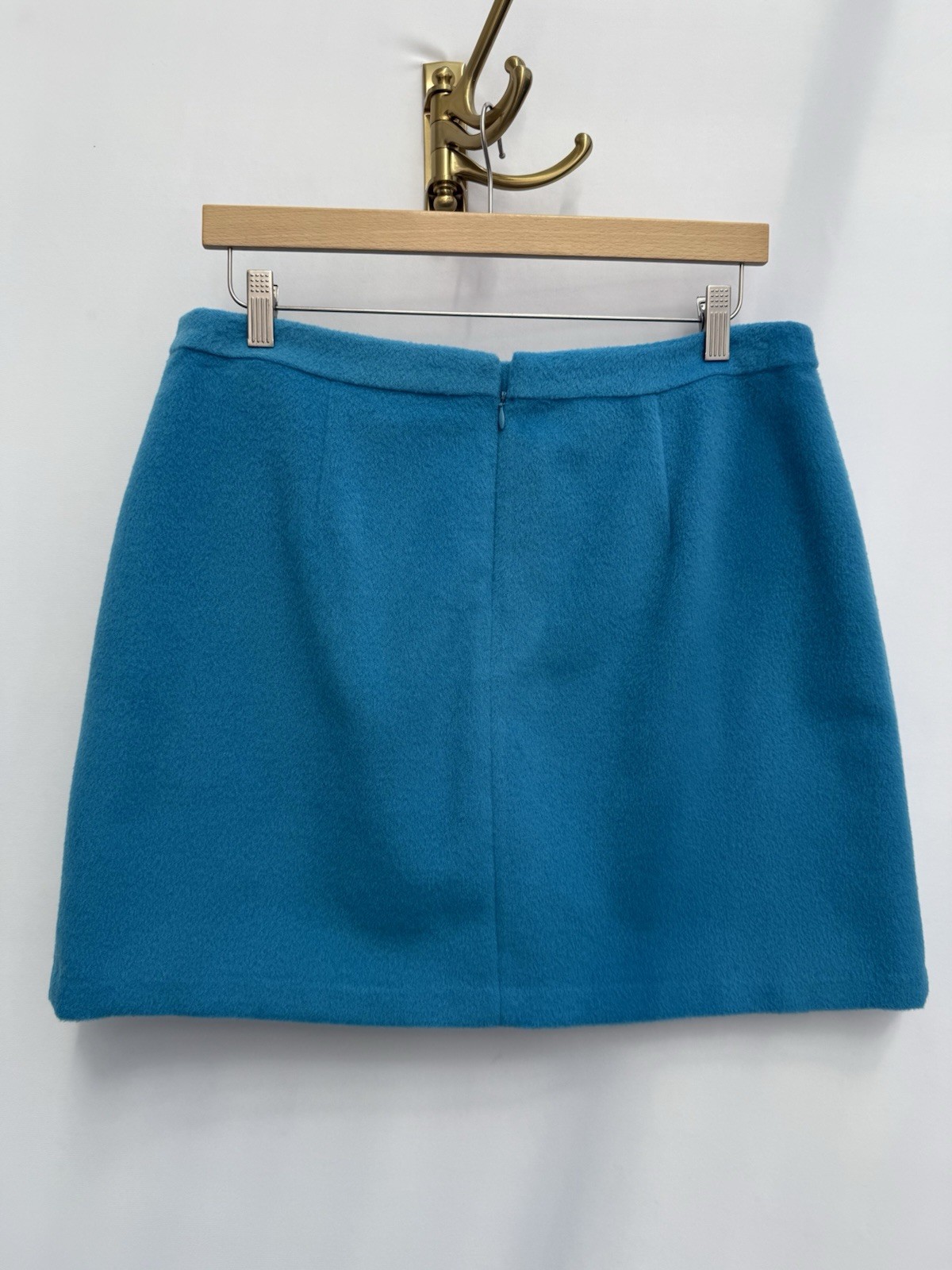 M&S Collection Wool Blend Mini Skirt Turquoise Fully Lined Zip Detail – UK 16