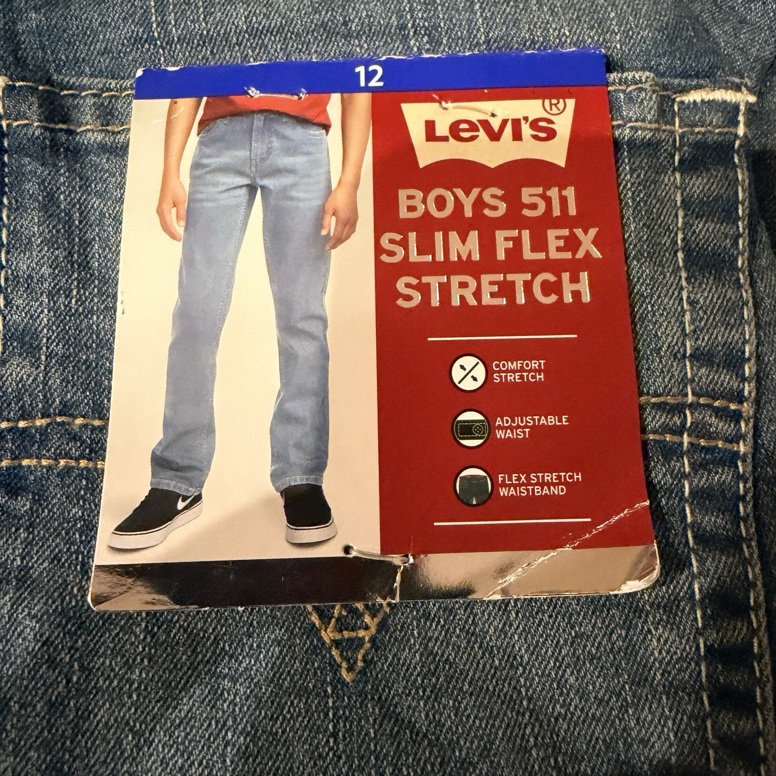 Levi’s Boys 511 Slim Fit Zip Fly & Button Closure Denim Jeans 12 Regular NWT