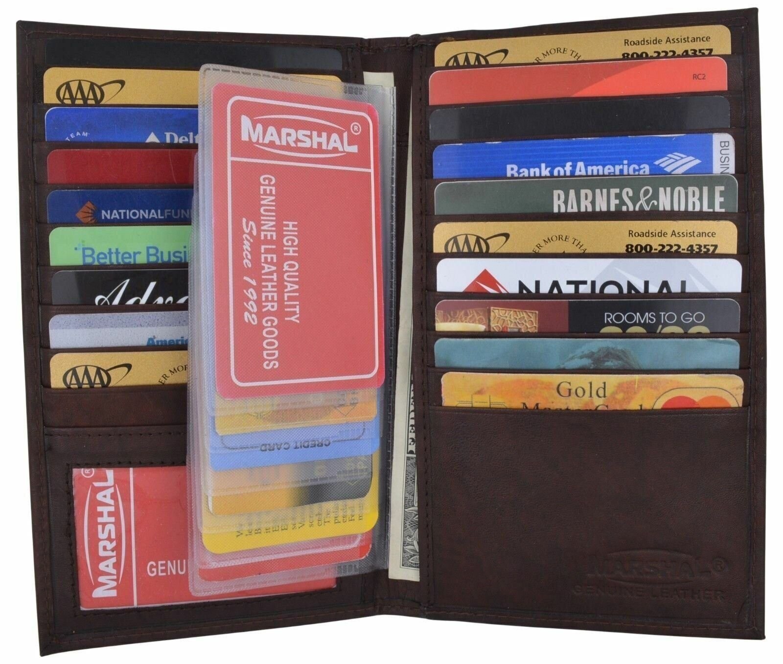 Genuine Leather Credit Card Holder Wallet 19 Card Slots + 1 ID Window