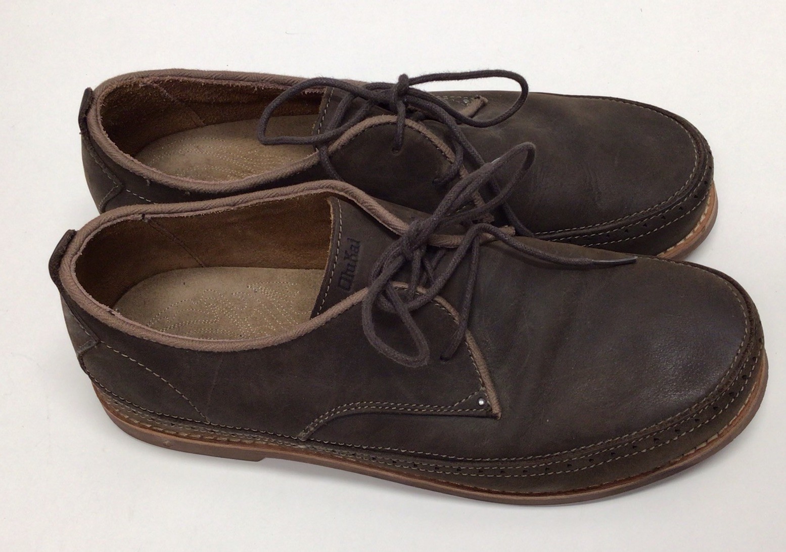 OluKai Honolulu Lace Up Men’s Brown Leather Oxford Casual Shoes Size 9