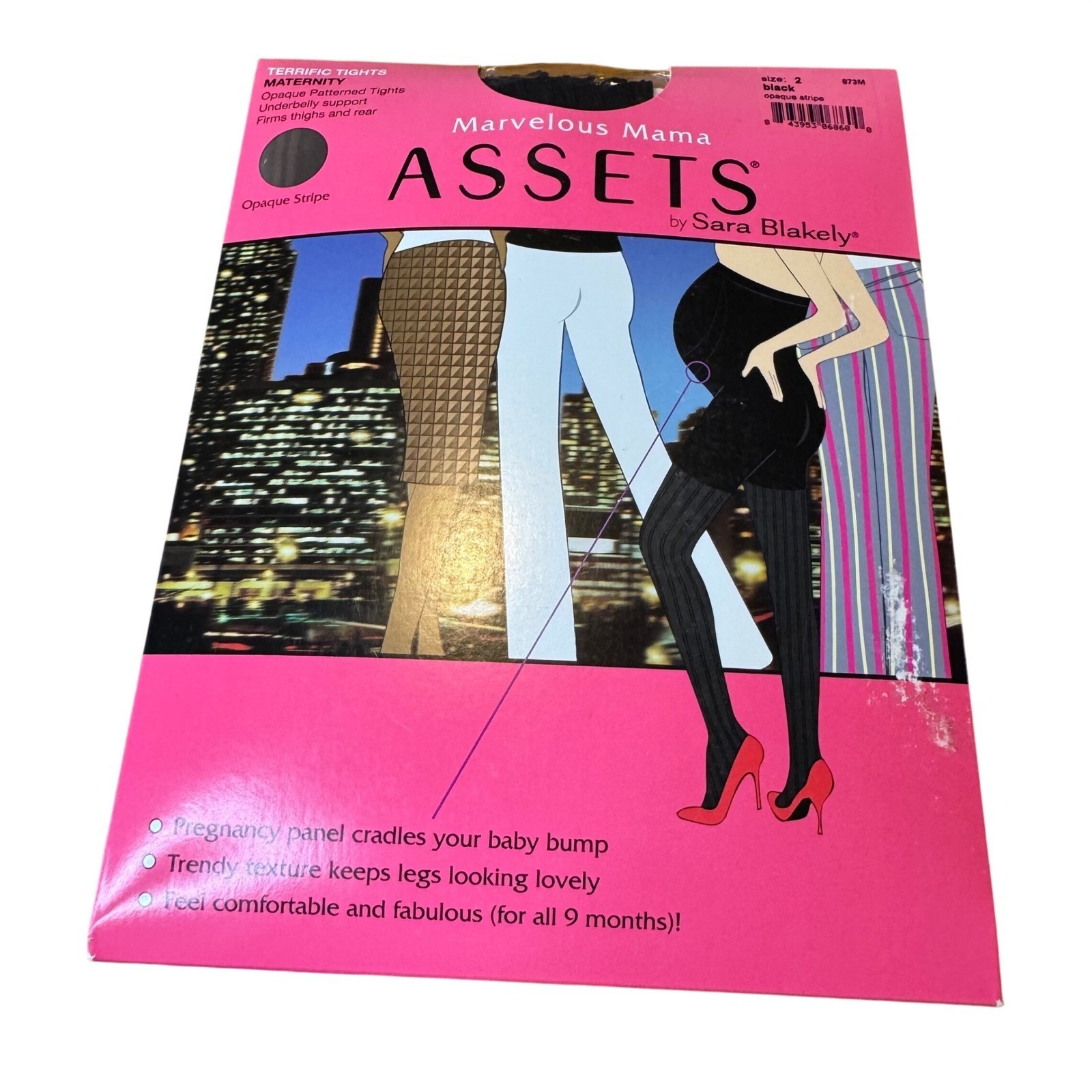 Assets by Sara Blakely Marvelous Mama Maternity Opaque Stripe Tights Size 2