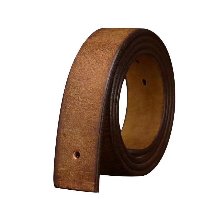 3.8cm Wide/5mm Thick Genuine Leather Belt Needle Buckle Men Cowhide No Buckle